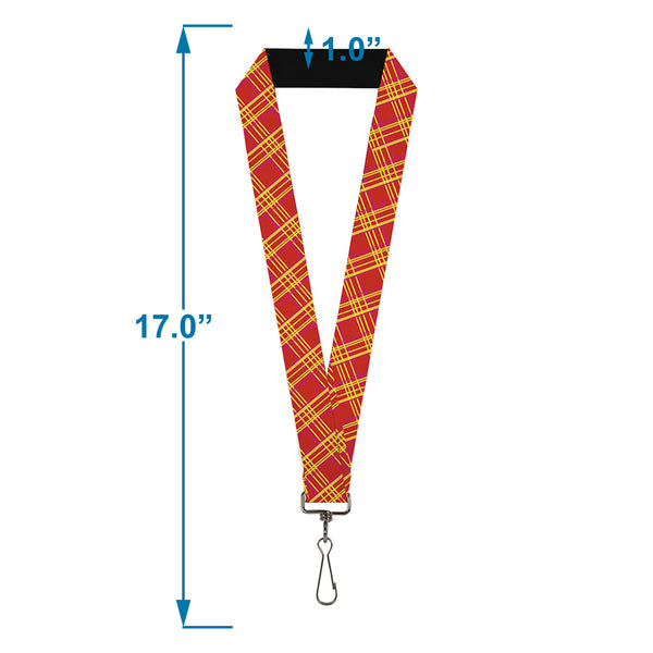 Buckle-Down Lanyard - 1.0" - Plaid X4 Fluorescent Oranges Pinks Yellow