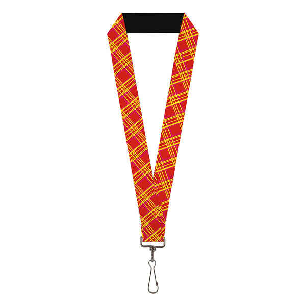 Buckle-Down Lanyard - 1.0" - Plaid X4 Fluorescent Oranges Pinks Yellow