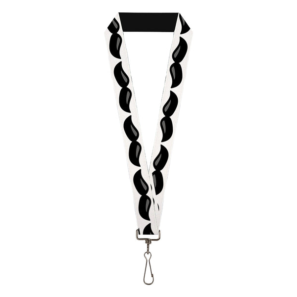 Buckle-Down Lanyard - 1.0" - Plastic Mustache White Black