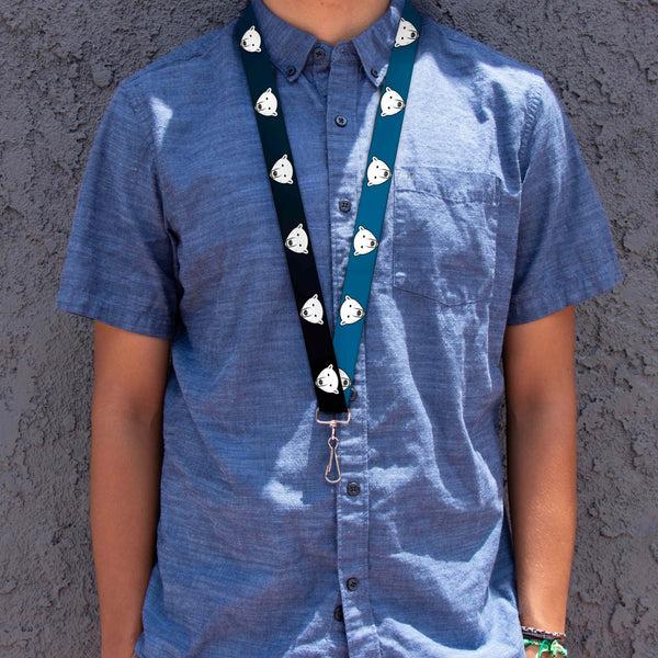 Buckle-Down Lanyard - 1.0" - Polar Bear Repeat Black Blue Fade