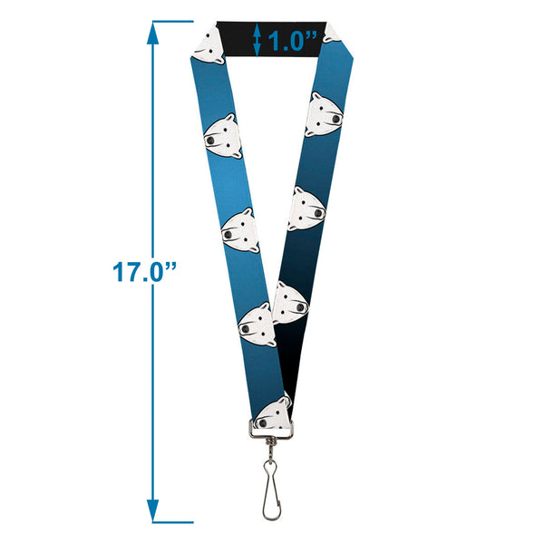 Buckle-Down Lanyard - 1.0" - Polar Bear Repeat Black Blue Fade