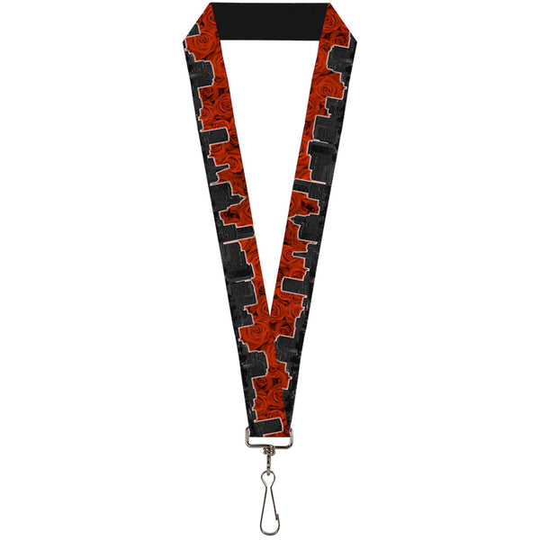 Buckle-Down Lanyard - 1.0" - Portland Vivid Skyline Red Roses Black