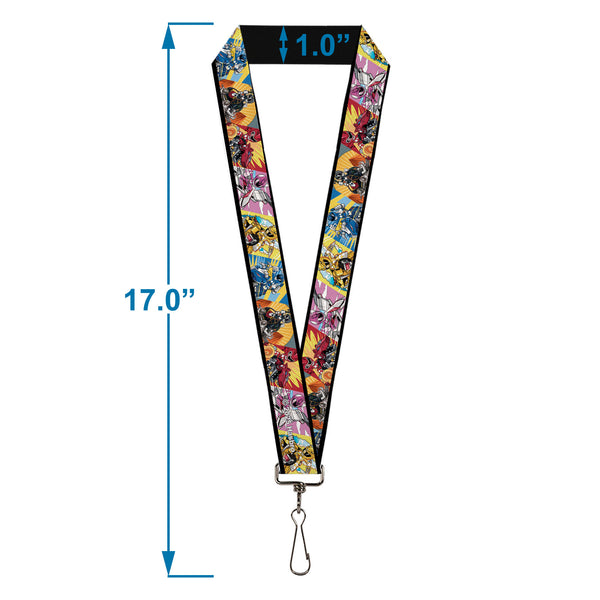 Buckle-Down Lanyard - 1.0" - Power Rangers And Zord Action Pose Blocks