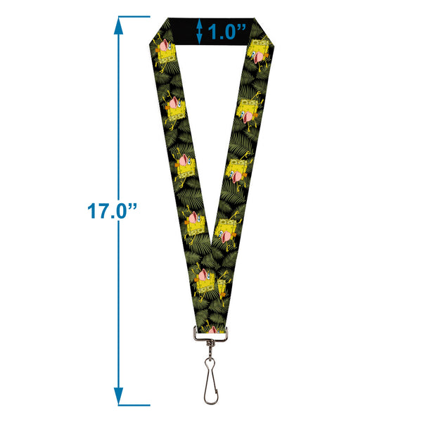 Buckle-Down Lanyard - 1.0" - Primitive Sponge Pose/Leaves Black/Green