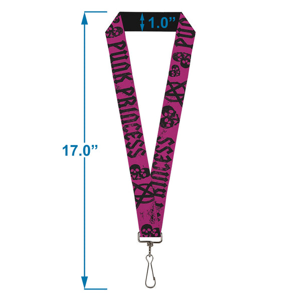 Buckle-Down Lanyard - 1.0" - Punk Princess Fuchsia Black