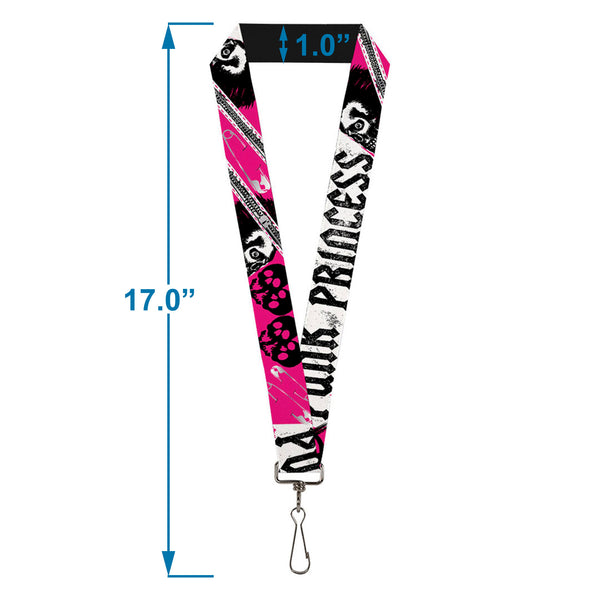 Buckle-Down Lanyard - 1.0" - Punk Princess W Zippers & Skulls