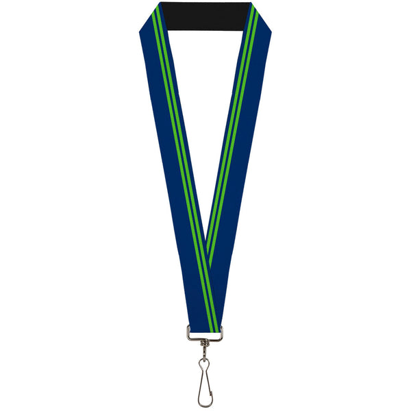 Buckle-Down Lanyard - 1.0" - Racing Stripe Navy Bright Green