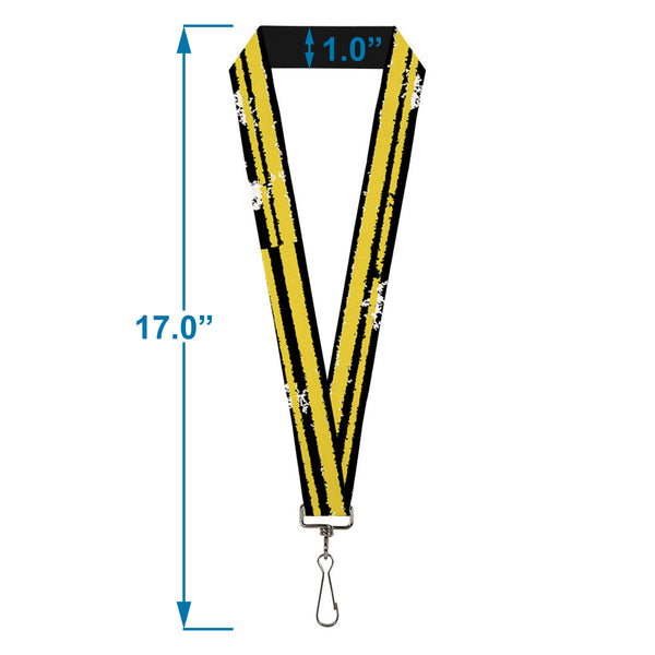 Buckle-Down Lanyard - 1.0" - Racing Stripe2 Weathered Black Yellow