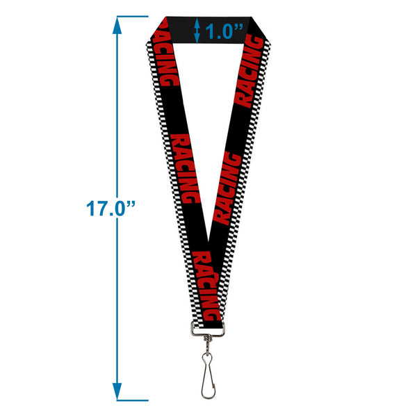 Buckle-Down Lanyard - 1.0" - RACING W Checker Black White Red