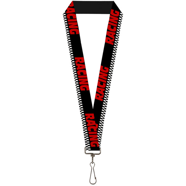 Buckle-Down Lanyard - 1.0" - RACING w Checker Black White Red