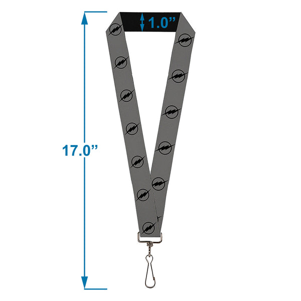 Buckle-Down Lanyard - 1.0" - Reverse Flash Logo Gray Black