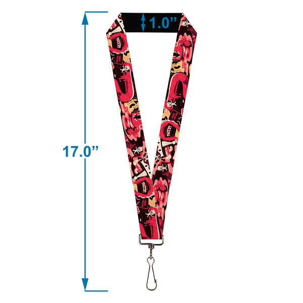 Buckle-Down Lanyard - 1.0" - Rick And Morty Anatomy Park Collage Reds/Black