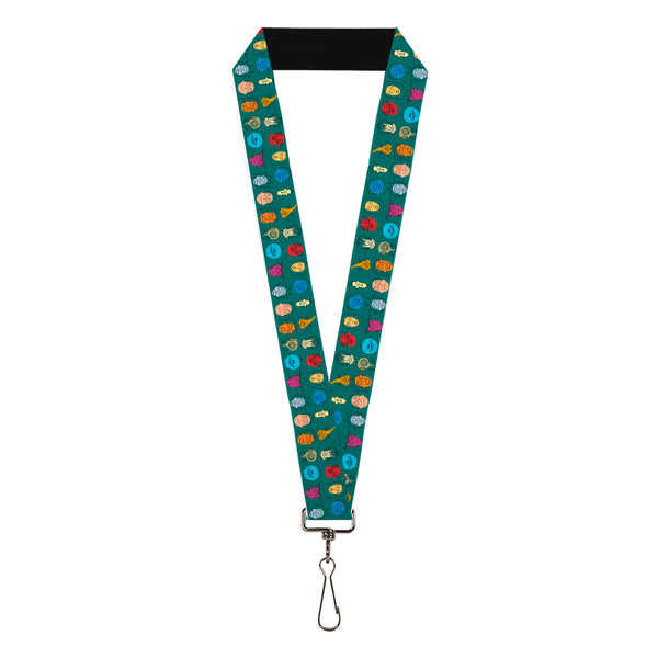 Buckle-Down Lanyard - 1.0" - Rick and Morty Faces Line Up Green