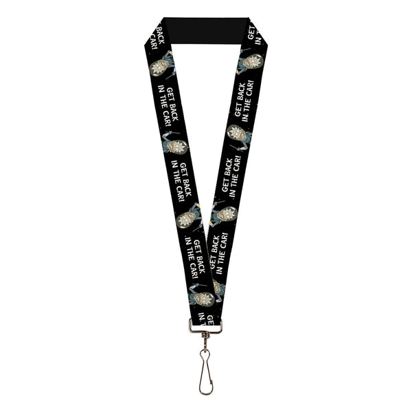 Buckle-Down Lanyard - 1.0" - Rick and Morty Rick GET BACK IN THE CAR Pose Black/White
