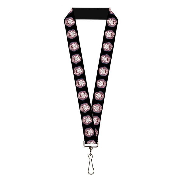 Buckle-Down Lanyard - 1.0" - Rick and Morty Rick Vaporwave Bullseye Black/Blue/Red/White
