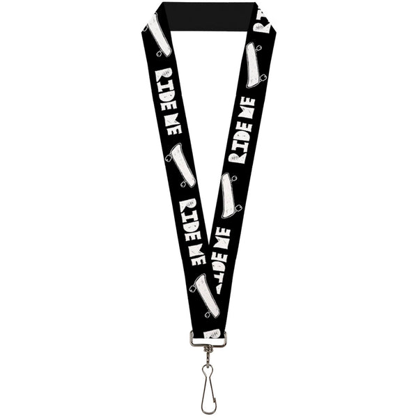 Buckle-Down Lanyard - 1.0" - RIDE ME Skateboard Black White