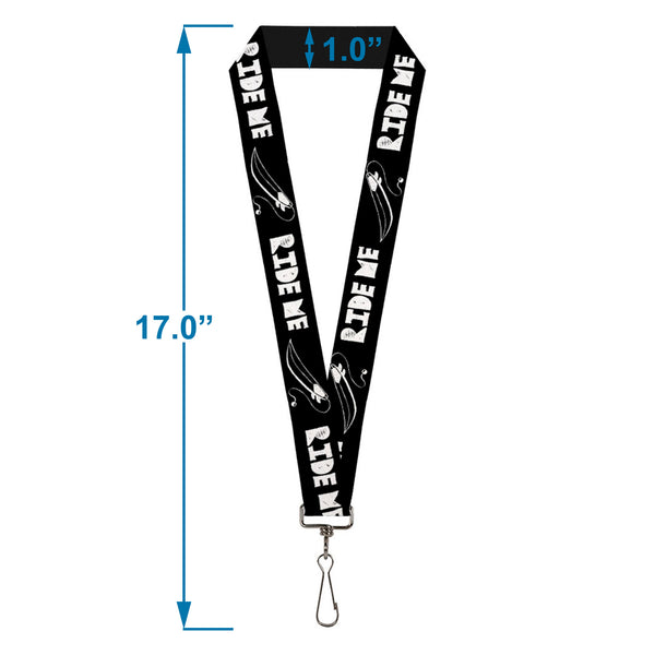 Buckle-Down Lanyard - 1.0" - RIDE ME Surfboard Black White