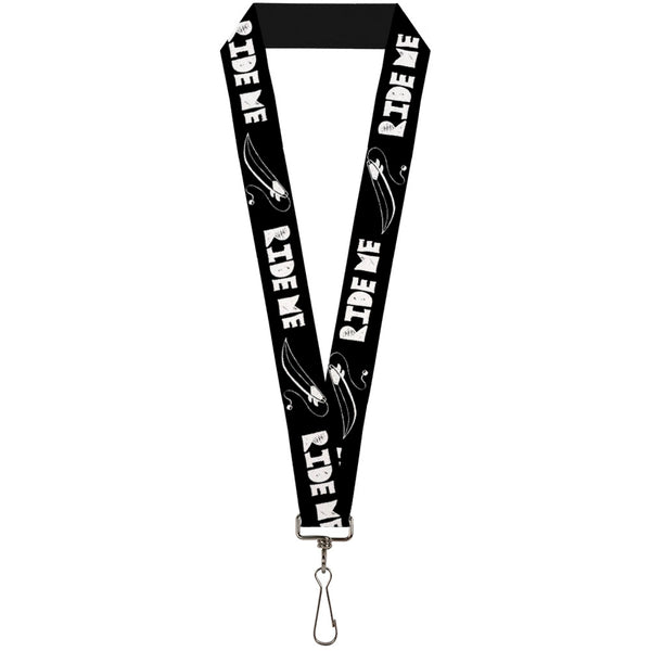 Buckle-Down Lanyard - 1.0" - RIDE ME Surfboard Black White