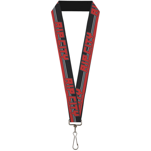 Buckle-Down Lanyard - 1.0" - RIP CITY Stripe Mesh Black Gray Red