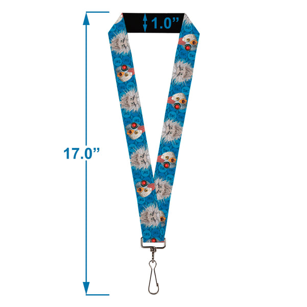 Buckle-Down Lanyard - 1.0" - Robot Chicken And Mad Scientist Expressions Blues