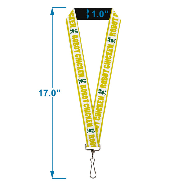 Buckle-Down Lanyard - 1.0" - ROBOT CHICKEN Chicken Silhouette Yellow/White/Green