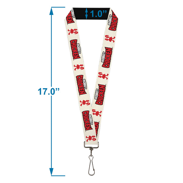 Buckle-Down Lanyard - 1.0" - ROBOT CHICKEN Silhouette Chicken And Title Logo Ivory/Red