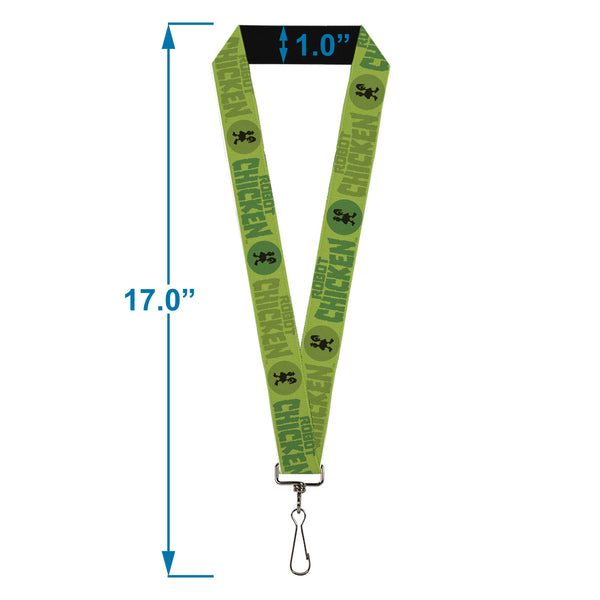 Buckle-Down Lanyard - 1.0" - ROBOT CHICKEN Title Logo And Chicken Silhouette Bullseye Greens