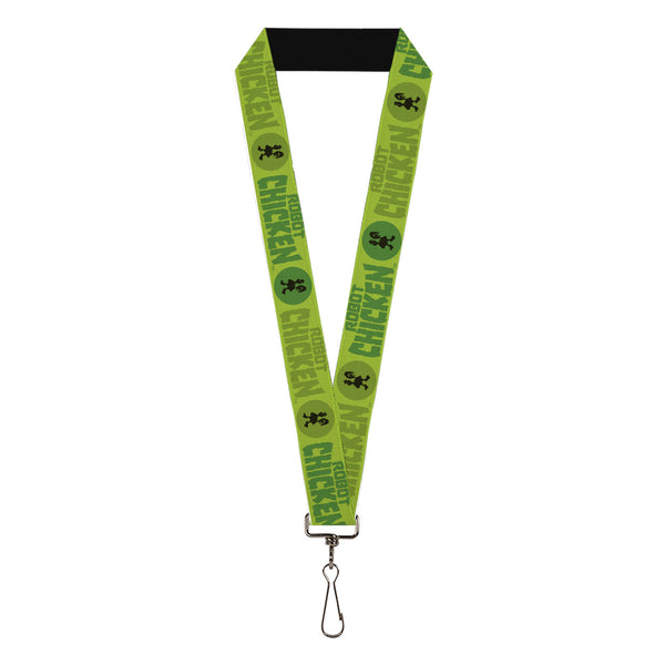 Buckle-Down Lanyard - 1.0" - ROBOT CHICKEN Title Logo and Chicken Silhouette Bullseye Greens