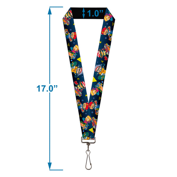 Buckle-Down Lanyard - 1.0" - Rocket Power 4-Character Action Poses/Shapes Cool Gray/Multi Color