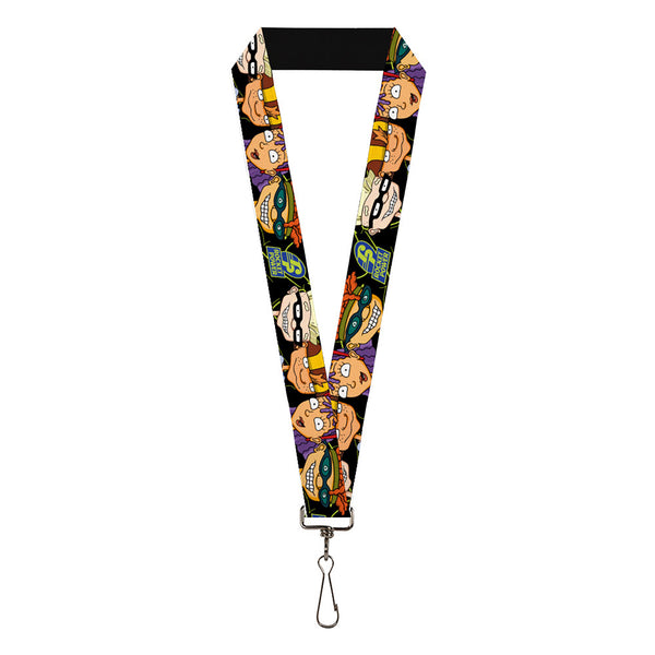Buckle-Down Lanyard - 1.0" - ROCKET POWER RP Logo/4-Character Faces CLOSE-UP Black/Green/Blue