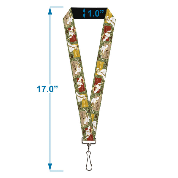 Buckle-Down Lanyard - 1.0" - SAMURAI JACK Title Logo And Action Pose Scenes Greens/Brown