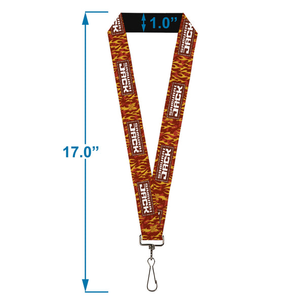 Buckle-Down Lanyard - 1.0" - SAMURAI JACK Title Logo And Dragon Flames Reds/Orange/White
