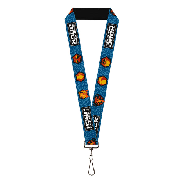 Buckle-Down Lanyard - 1.0" - SAMURAI JACK Title Logo and Icons with Swirl Blues