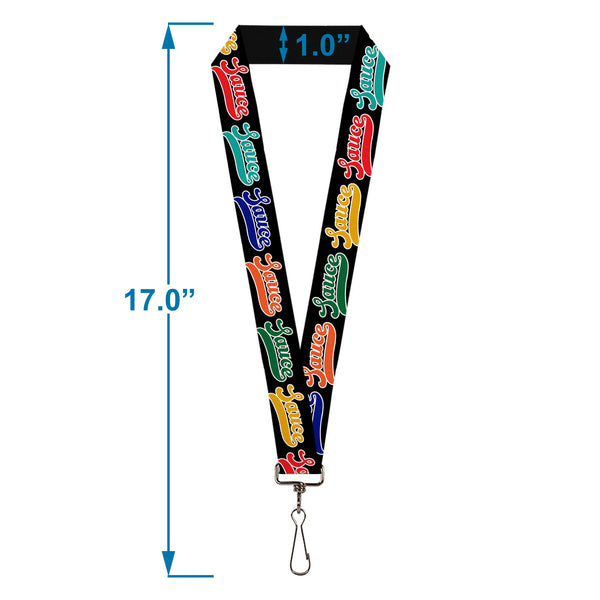Buckle-Down Lanyard - 1.0" - SAUCE Baseball Script Black/Multi Color