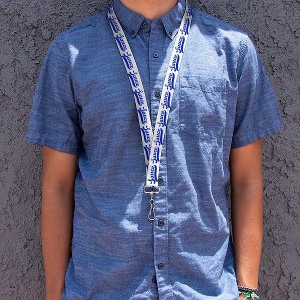 Buckle-Down Lanyard - 1.0" - SAUCE Baseball Script White/Blue