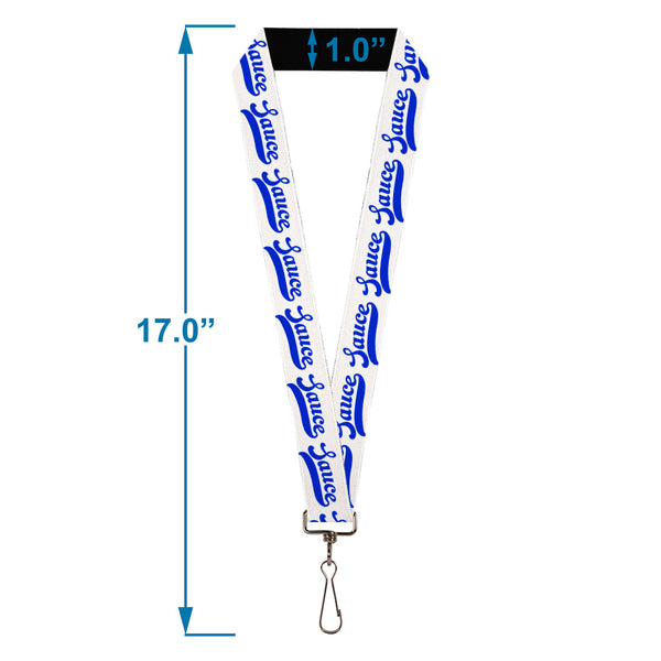 Buckle-Down Lanyard - 1.0" - SAUCE Baseball Script White/Blue