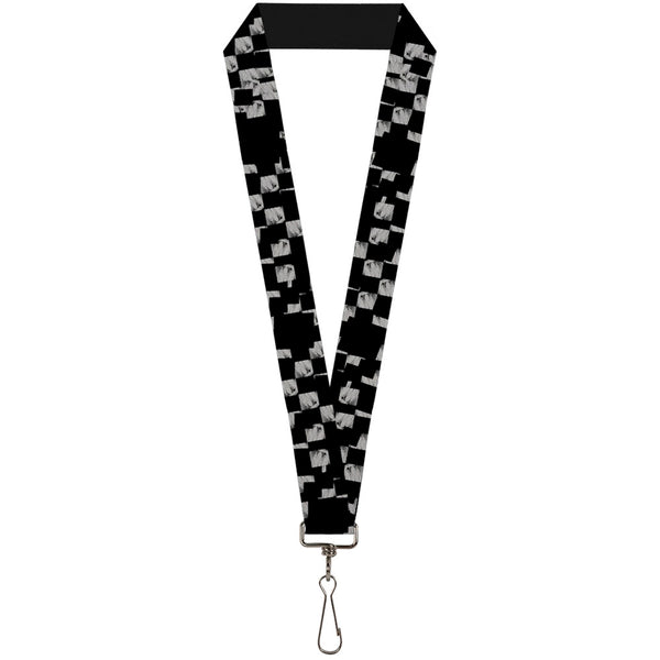Buckle-Down Lanyard - 1.0" - Scribble Checker Black White