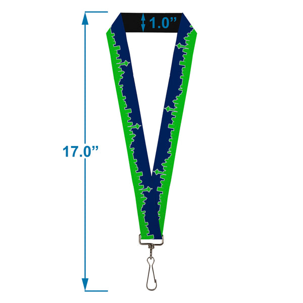 Buckle-Down Lanyard - 1.0" - Seattle Skyline Navy Gray Green