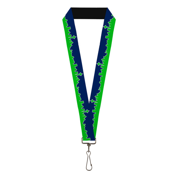 Buckle-Down Lanyard - 1.0" - Seattle Skyline Navy Gray Green