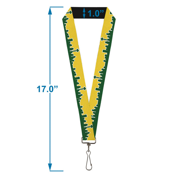 Buckle-Down Lanyard - 1.0" - Seattle Skyline Yellow Emerald Green