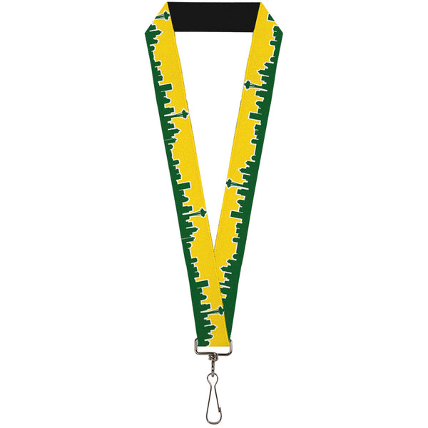 Buckle-Down Lanyard - 1.0" - Seattle Skyline Yellow Emerald Green