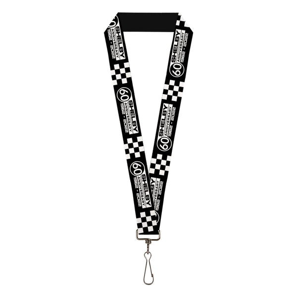 Buckle-Down Lanyard - 1.0" - SHELBY 60 YEARS SINCE 1962 Checker Black White