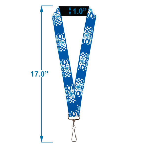 Buckle-Down Lanyard - 1.0" -SHELBY 60 YEARS SINCE 1962 Checker Blue White