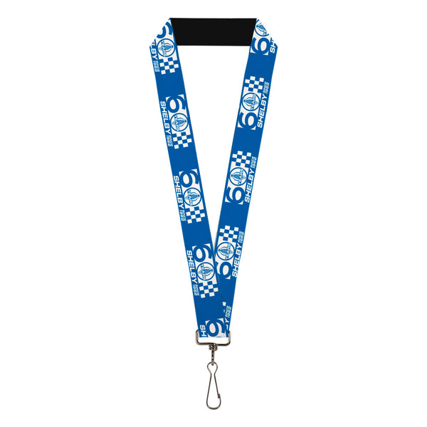 Buckle-Down Lanyard - 1.0" -SHELBY 60 YEARS SINCE 1962 Checker Blue White