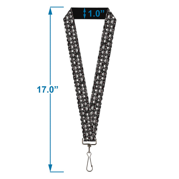 Buckle-Down Lanyard - 1.0" - Skelanimals Animal Poses Stacked Black/White/Red