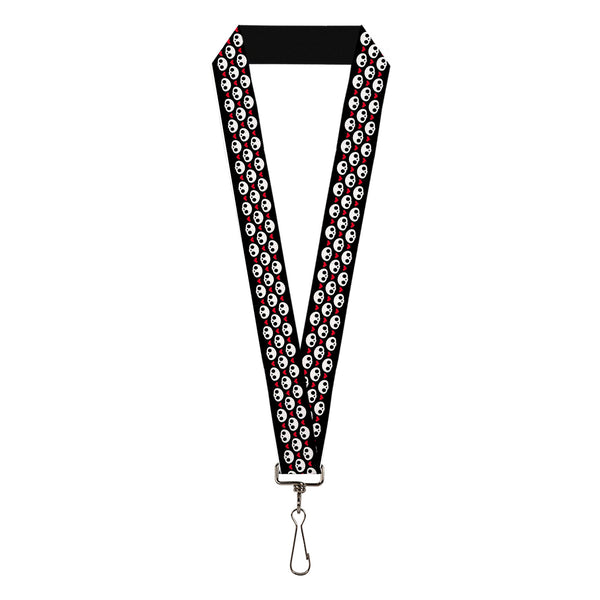 Buckle-Down Lanyard - 1.0" - Skelanimals Face Logo and Heart Black/White/Red