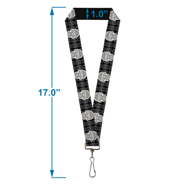 Buckle-Down Lanyard - 1.0" - Skull Candy Black Gray White