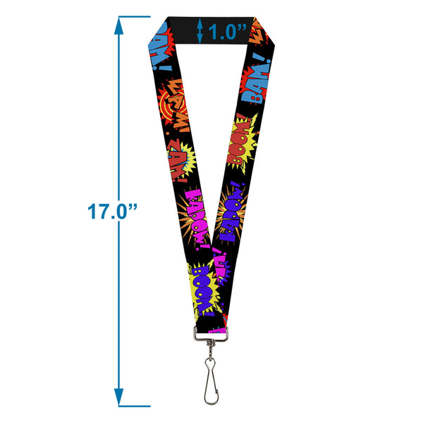 Buckle-Down Lanyard - 1.0" - Sound Effects Black Multi Color