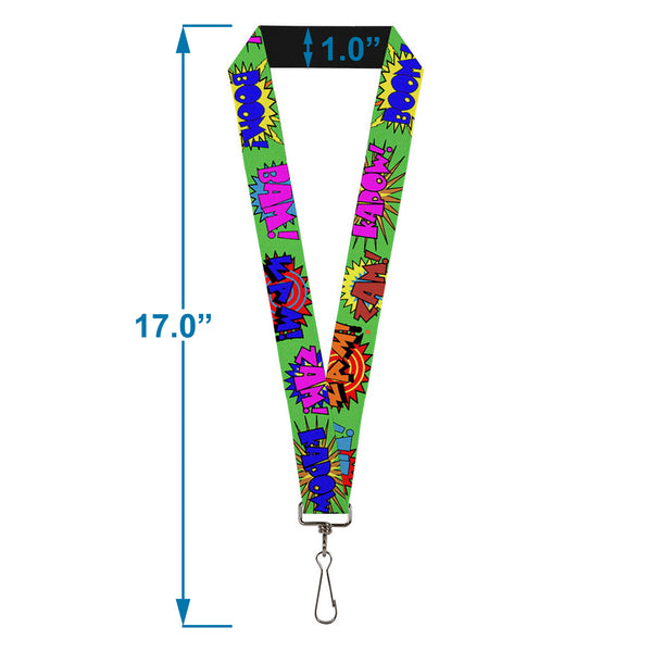 Buckle-Down Lanyard - 1.0" - Sound Effects Green Multi Color