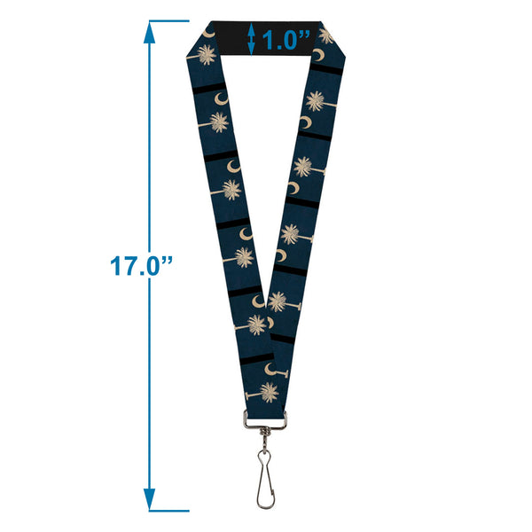 Buckle-Down Lanyard - 1.0" - South Carolina Flag Distressed Black
